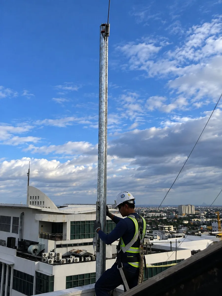 Rooftop pole installation